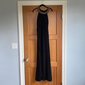 Black prom dress with silver beading